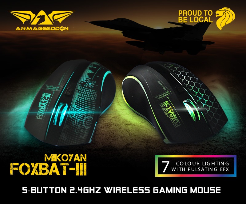 Armaggeddon Foxbat 3 Ironsight7 Pro-Gaming Wireless Rechargeable Mouse