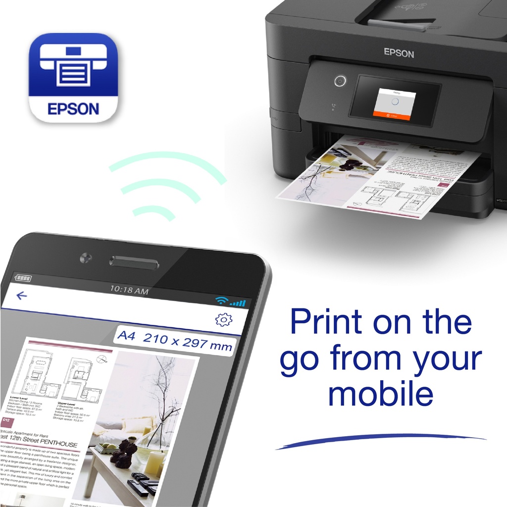 Epson Printer All In One Inkjet Color Business WF-3820dwf A4, Print, Scan, Copy, Fax