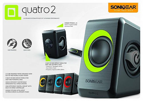 Sonicgear Quatro2 2.0 USB Powered PC Speakers Grey 12W