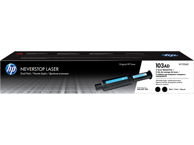 HP 103AD Dual Pack Black Original Neverstop Laser Toner Reload Kit (W1103AD)