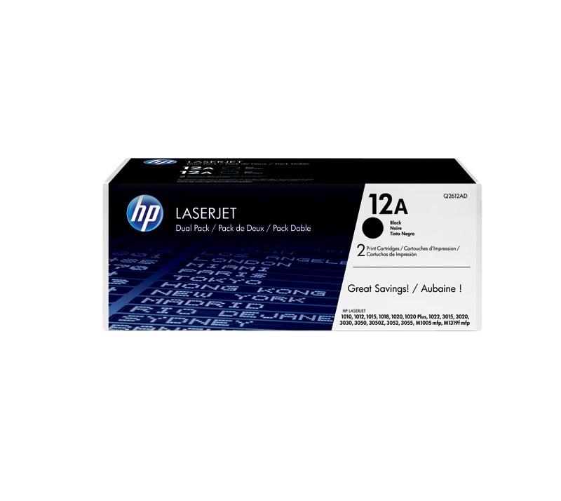 HP 12A 2-pack Black Original LaserJet Toner Cartridges (Q2612AD)