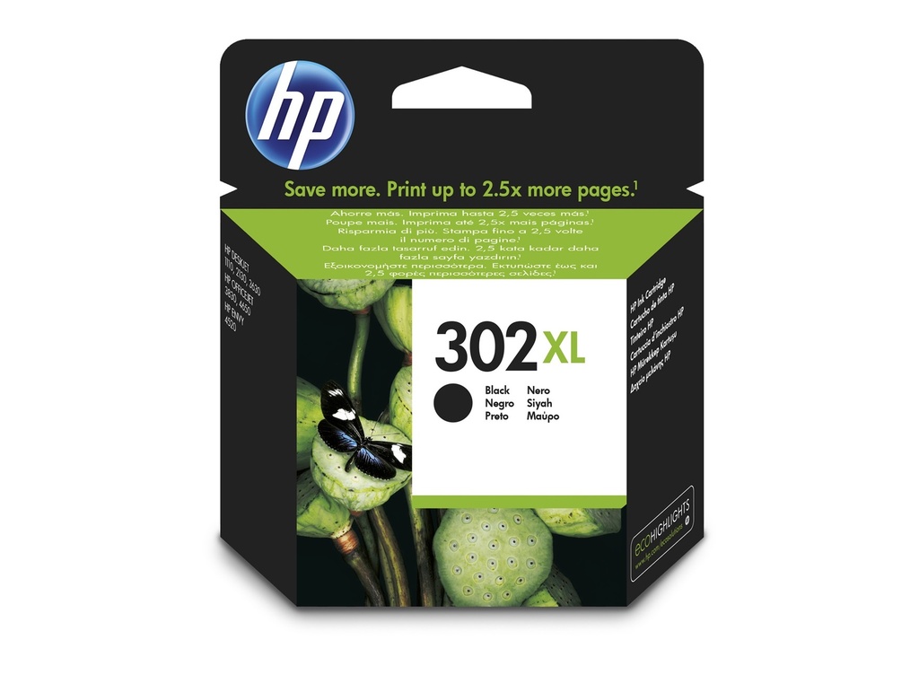 HP 302XL High Yield Black Original Ink Cartridge (F6U68AE)