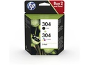 HP 304 2-Pack Black/Tri-Color Original Ink Cartridge (3JB05AE)